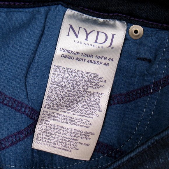 NYDJ Marilyn Straight Dark Hemmed Stretch Sz 12 - Picture 5 of 5